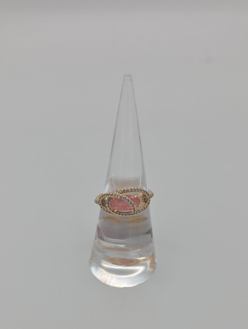 Gold Ring with Pink Stone Accent - Women Jewelry